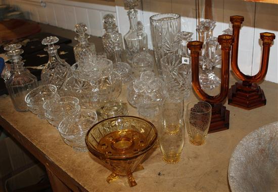 Cut glass decanters & mixed glassware